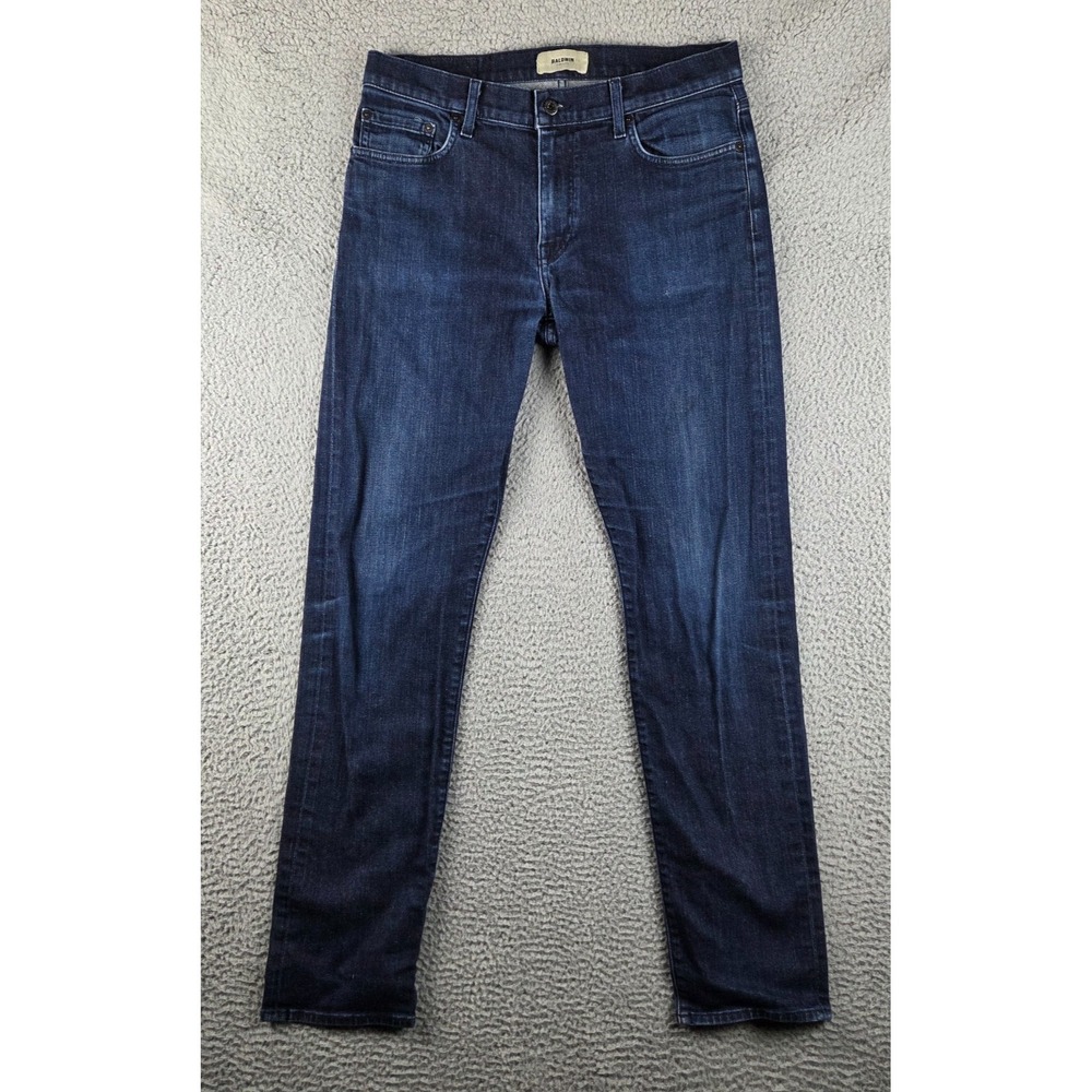 Baldwin Jeans Mens 32 (32X33) Blue‎ Stretch Denim Henley Slim Straight Leg